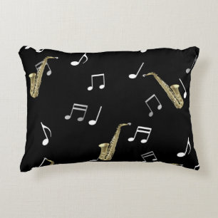 Almofada Decorativa Jazzy Saxofone e Notas Musicais