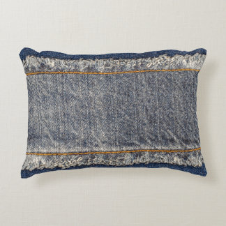 Almofada Decorativa Jeans Azuis Denim: Patch Duplo Casual