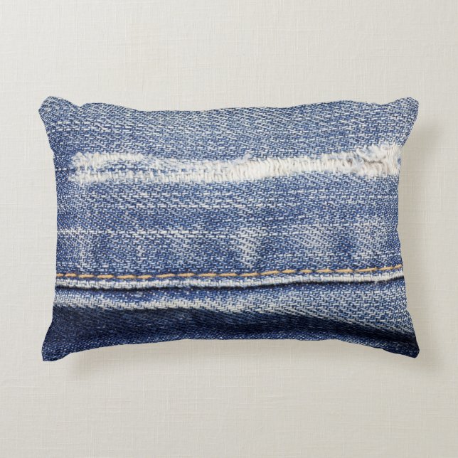 Almofada Decorativa Jeans fundo de textura. (Frente)