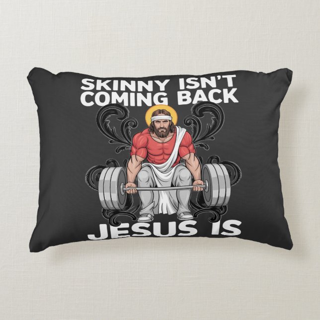 Almofada Decorativa Jesus Treino Academia Magro Não Está Voltando (Frente)