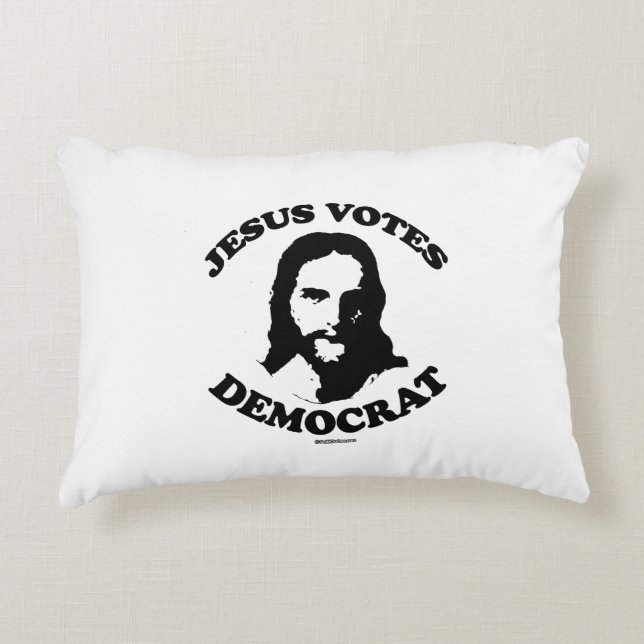 Almofada Decorativa Jesus vota a democrata (Frente)