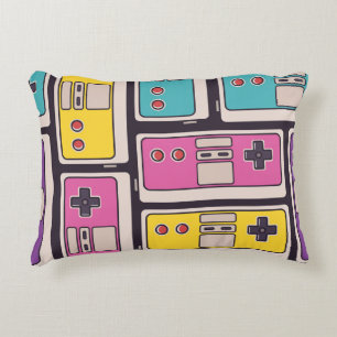 Almofada Decorativa Joysticks Coloridos Papel de Wallpaper Vintage