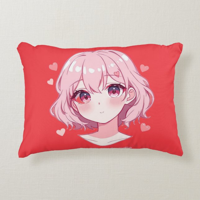 Almofada Decorativa Kawaii Anime Girl Valentine Sweatshirt (Frente)