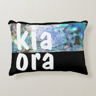 ALMOFADA DECORATIVA KIA ORA NEW ZEALAND PAUA BLACK MAORI NZ KIWI