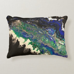 Almofada Decorativa La Laguna pintura de branco azul-preto