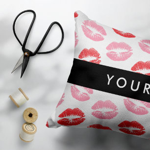 Almofada Decorativa Lábios Vermelhos, Lábios Rosa, Beijo, Seu Nome, Pe