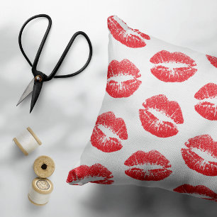 Almofada Decorativa Lábios Vermelhos, Padrão De Lábios, Batom Vermelho