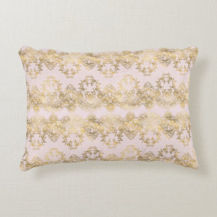 Almofada Decorativa Lace rosa e Dourado