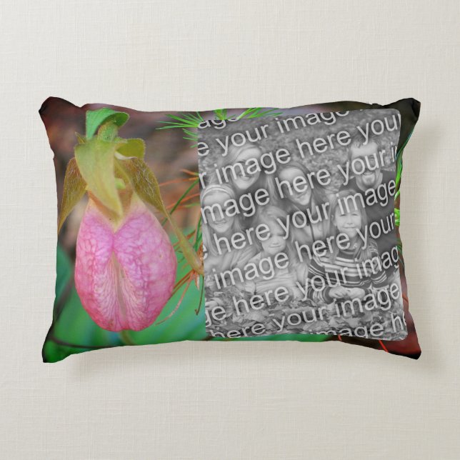 Almofada Decorativa Lady Slipper Orchid Frame Add Your Photo (Frente)