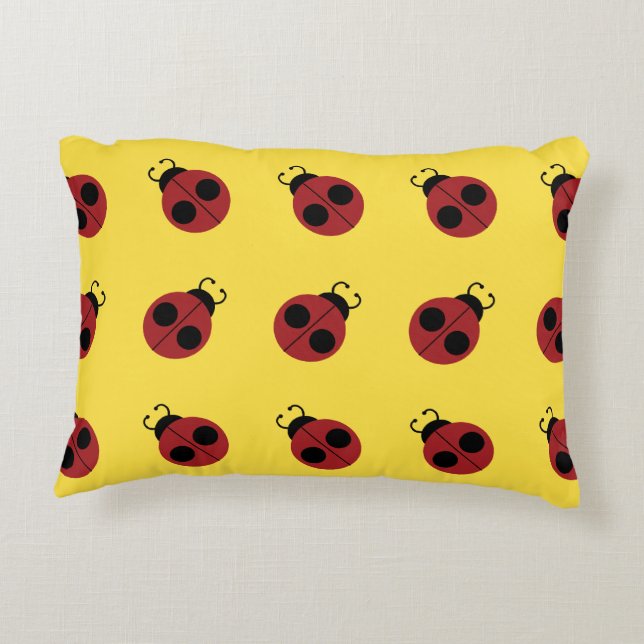 Almofada Decorativa Ladybug 60s retro legal vermelho (Verso)