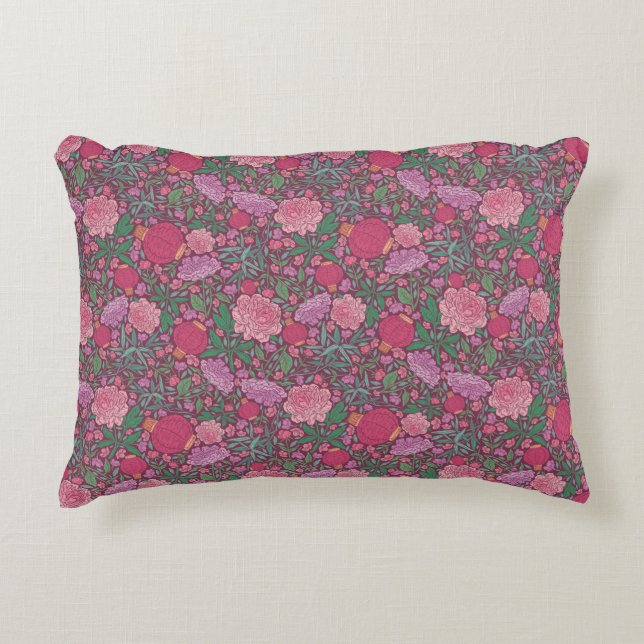 Almofada Decorativa Lanternas de Papel Japonesas do Jardim de Primaver (Frente)