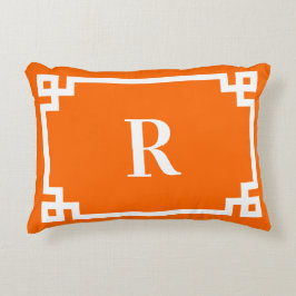 Almofada Decorativa Laranja Brilhante e Grego Branco - Monograma de Li
