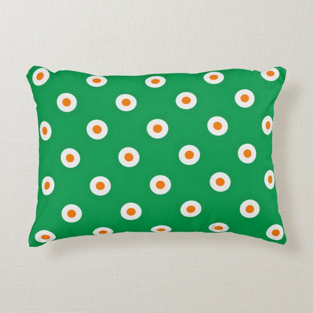Almofada Decorativa Laranja/Pontos Brancos em Verde (Frente)