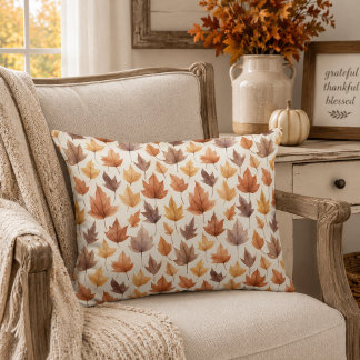 Almofada Decorativa Laranja Queimado Dourado Marrom Folha de Outono Mo