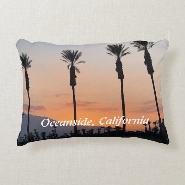 Almofada Decorativa Laranja Sunset em Oceanside Califórnia (Frente)