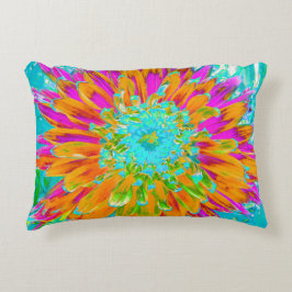 Almofada Decorativa Laranja Tropical e Dália Rosa Quente