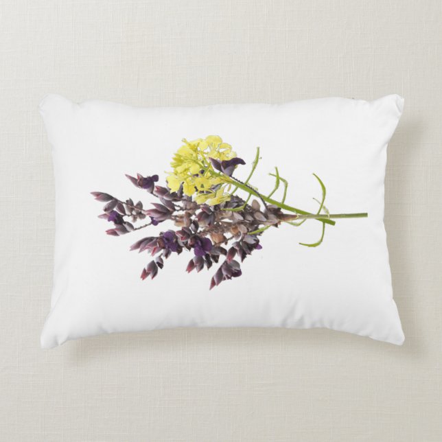 Almofada Decorativa Lavanda e Design Botânica Amarelo (Frente)