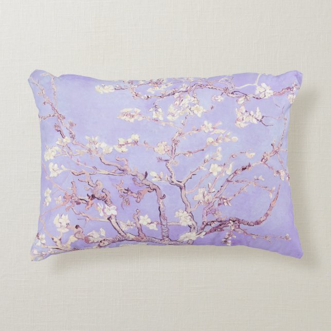 Almofada Decorativa Lavanda Flores de Amendoeira de Van Gogh (Frente)