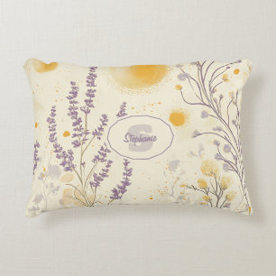 Almofada Decorativa Lavanda Whimsical e Padrão Floral Amarelo