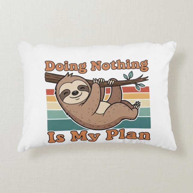 Almofada Decorativa Lazy Retro Sloth Quote Rectangular Pillow (Frente)