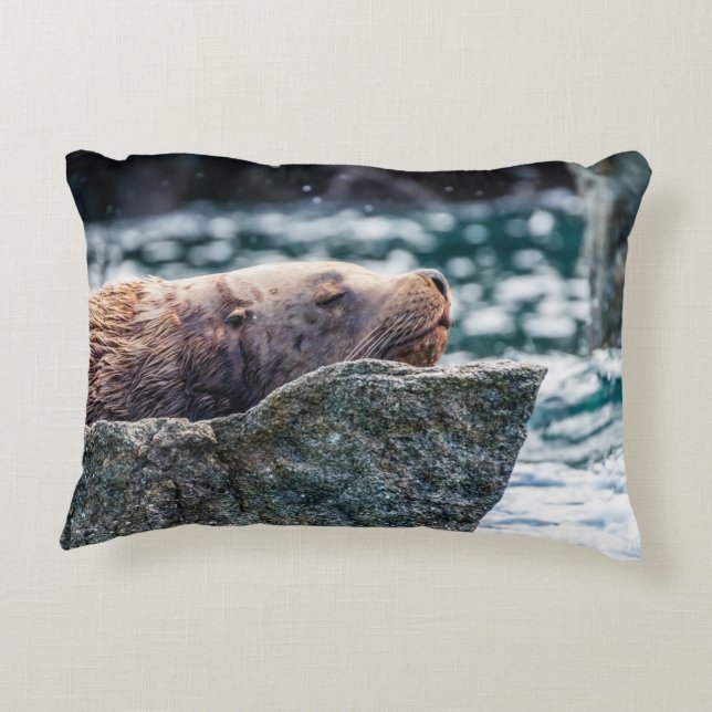 Almofada Decorativa Leão-Do-Mar Na Baía De Ressurreição, Alasca (Verso)