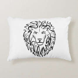 Almofada Decorativa Leão Tribal Negro e Branco