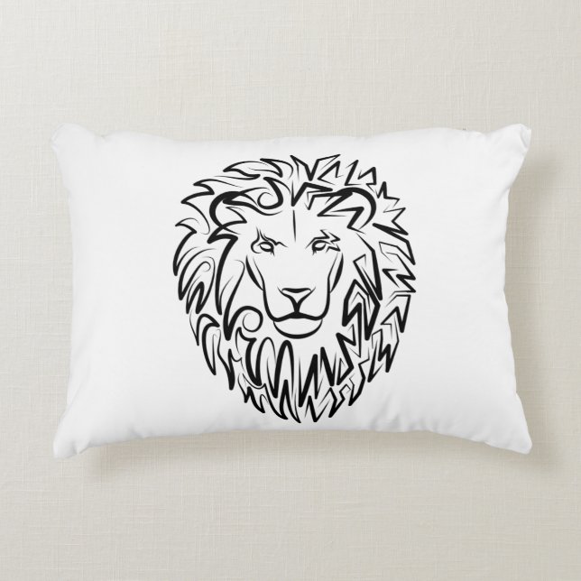 Almofada Decorativa Leão Tribal Negro e Branco (Frente)