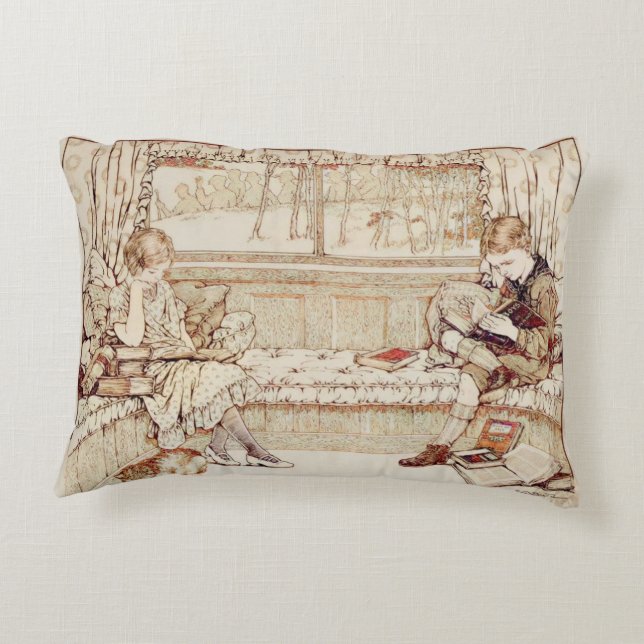 Almofada Decorativa Leitura de crianças em safra (Verso)