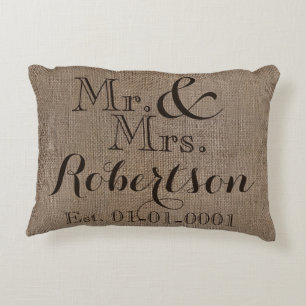 Almofada Decorativa Lembrança rústica personalizada do casamento do