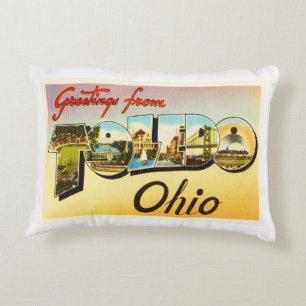 Almofada Decorativa Lembrança velha das viagens vintage de Toledo Ohi