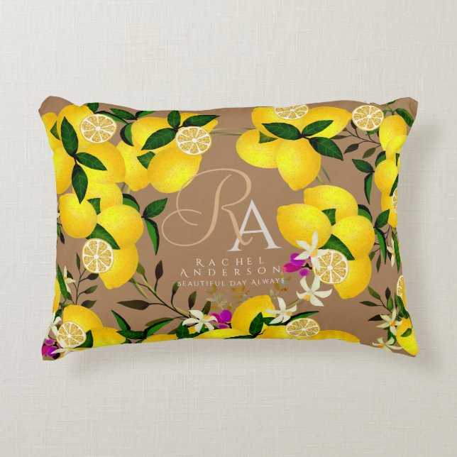 Almofada Decorativa Lemon Monograma Brown (Frente)
