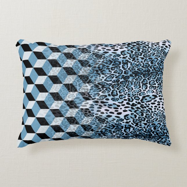 Almofada Decorativa Leopard Geométrico, Design de Pele Animal. (Frente)