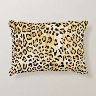 Almofada Decorativa leopardo amarelo e branco desenhado à mão