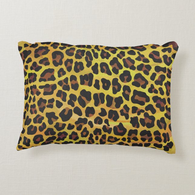 Almofada Decorativa Leopardo Castanho e Impressão Amarelo (Verso)