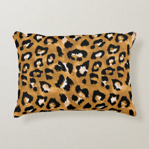 Almofada Decorativa Leopardo de pele animal: padrão de aquarela.