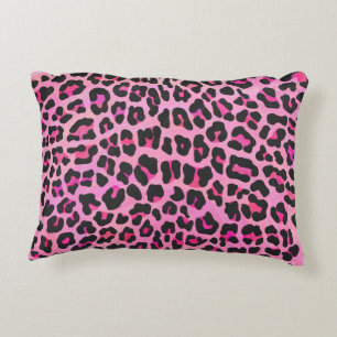 Almofada Decorativa Leopardo, Impressão preto e rosa quente