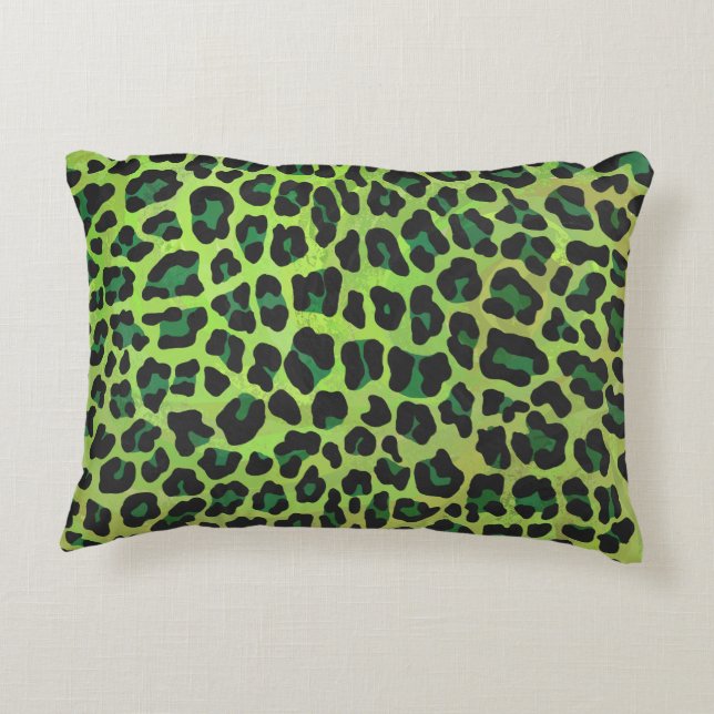 Almofada Decorativa Leopardo Negro e Impressão Verde (Verso)