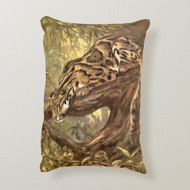 Almofada Decorativa Leopardo nublado por Cisne CE, Animais Selvagens V (Verso(Vertical))