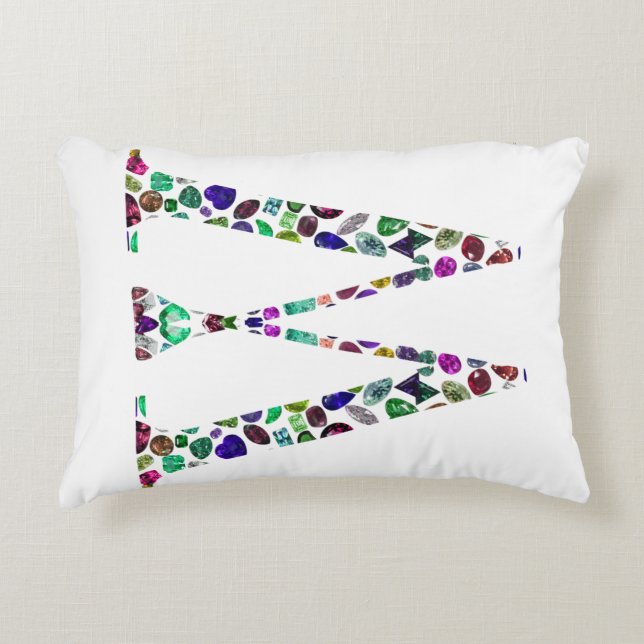 Almofada Decorativa Letra inicial W Gemstone Design (Frente)