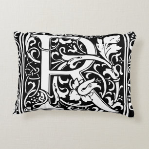 Almofada Decorativa Letra R Monograma Medieval Art Nouveau