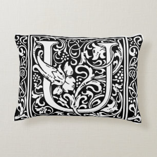 Almofada Decorativa Letra U Monograma Medieval Art Nouveau