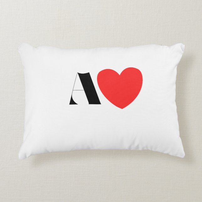 Almofada Decorativa Letter A Heart - Valentine Initial Love Design (Frente)
