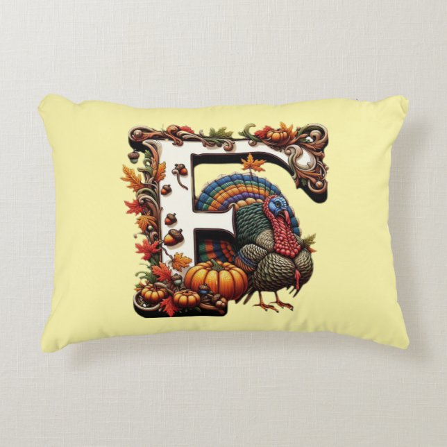 Almofada Decorativa Letter f Thanksgiving gift style  (Frente)