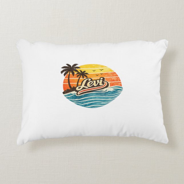Almofada Decorativa Levi Retro Sunset Name Design (Frente)