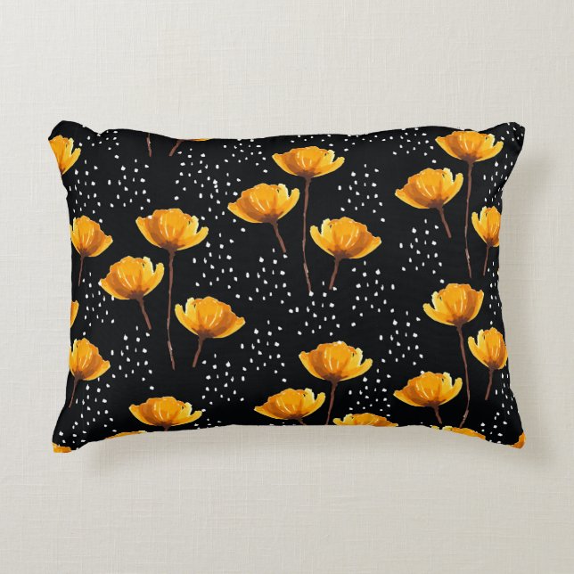 Almofada Decorativa Linda ilustração de flores e bolinhas (Frente)