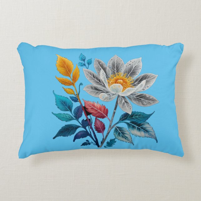 Almofada Decorativa lindas flores e folhas (Frente)