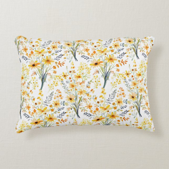 Almofada Decorativa Lindas flores silvestres amarelas da primavera (Frente)