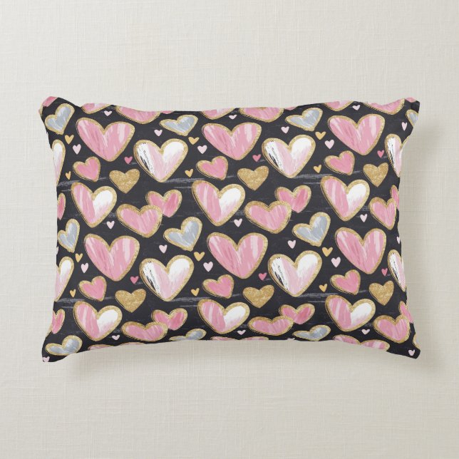 Almofada Decorativa lindo padrão de dia de os namorados (Frente)