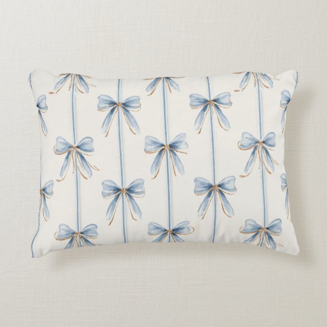 Almofada Decorativa Lindos Laços de Creme Azul (Frente)