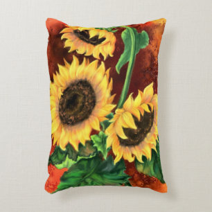 Almofada Decorativa Lindos Três Girassóis - Pintura de Arte Maravilh